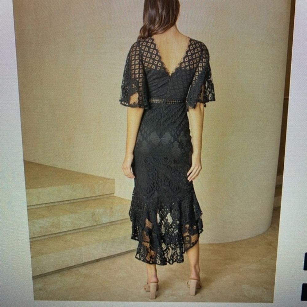 💘 Lady Black Tie Reyna Lace Dress Navy Size 4 S - Picture 4 of 10